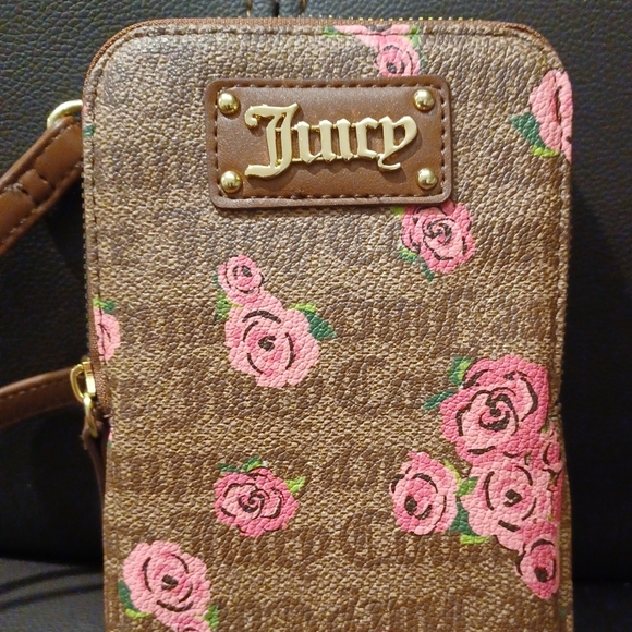 JUICY COUTURE CELLIE PINK BLOOM BROWN FORGET ME NOT CROSSBODY BAG - Picture 3 of 11